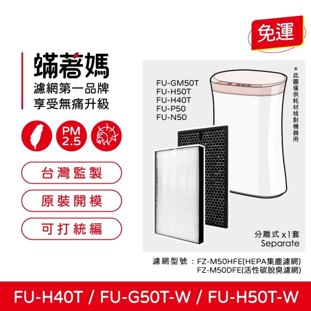 蟎著媽 濾網(適用 夏普 SHARP FU-H50T-W FU-G50T-W FZ-M50HFE FZ-M50DFE 空氣清淨機)