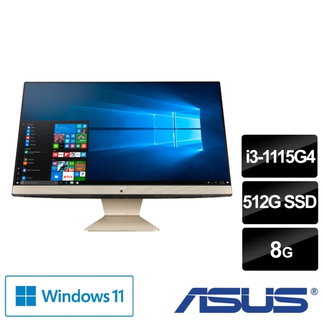 ASUS 華碩 福利品 24型i3液晶電腦(V241EAK/i3-1115G4/8G/512G SSD/W11/黑曜金)