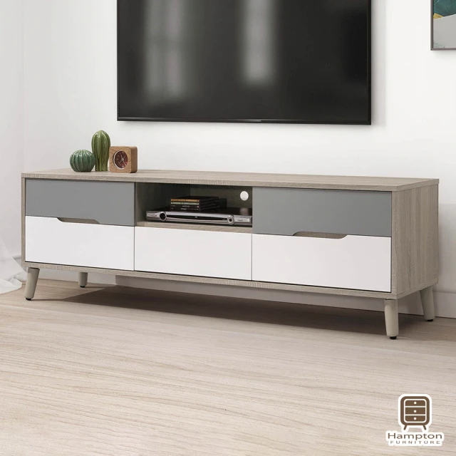 AT HOME 現代簡約6尺白木紋雙色三抽收納電視櫃茶几客廳