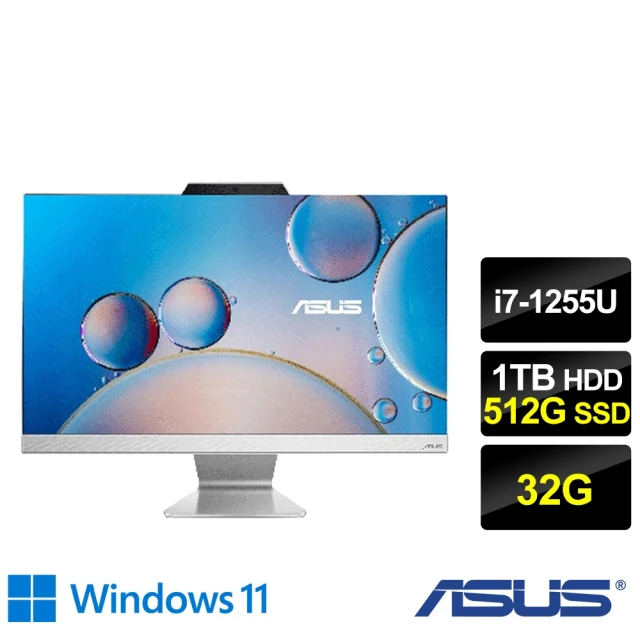 ASUS 華碩 福利品 24型i7十核液晶電腦(A3402WBAK/i7-1255U/32G/1TB+512G SSD/W11)