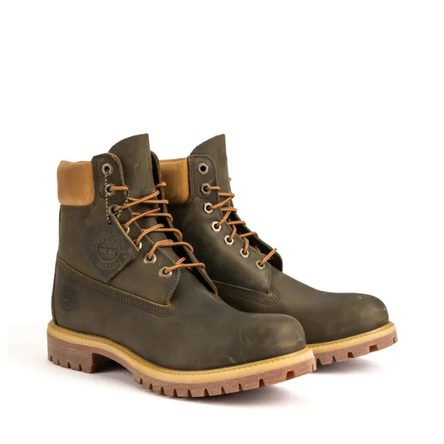 Timberland】男款橄欖棕全粒面皮革6吋防水靴(A6291327) - momo購物網