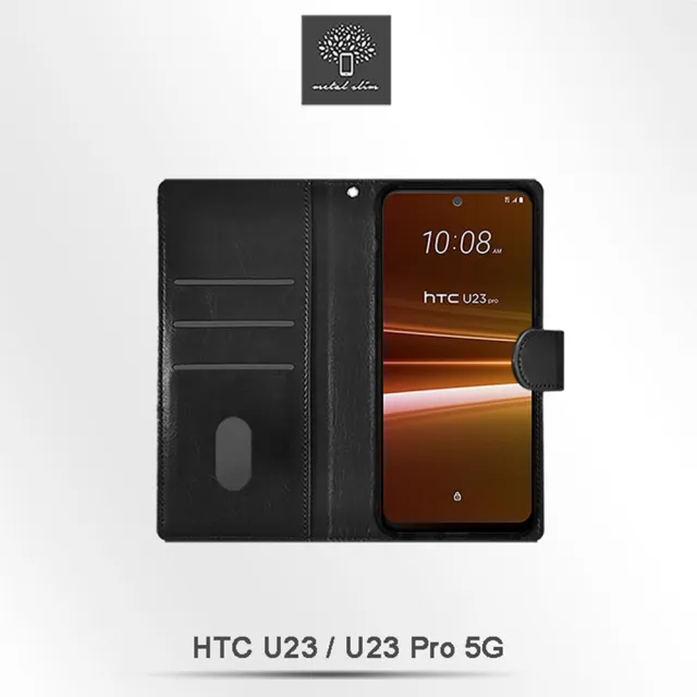 【Metal-Slim】HTC U23/U23 Pro 5G 雙料撞色前扣磁吸內層卡夾皮套