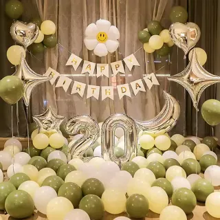 【阿米氣球派對】牛油果綠生日氣球套餐組(氣球 生日氣球 生日佈置)