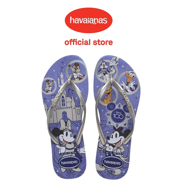 【havaianas 哈瓦仕】拖鞋 女鞋 夾腳拖 迪士尼聯名限定款 Slim Disney100 紫 4149034-3503W(哈瓦士)