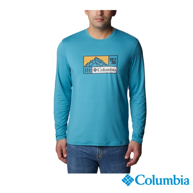 Columbia 哥倫比亞 男款-Tech Trail UPF50快排長袖上衣-湖水藍(UAE37400AQ / FW23)