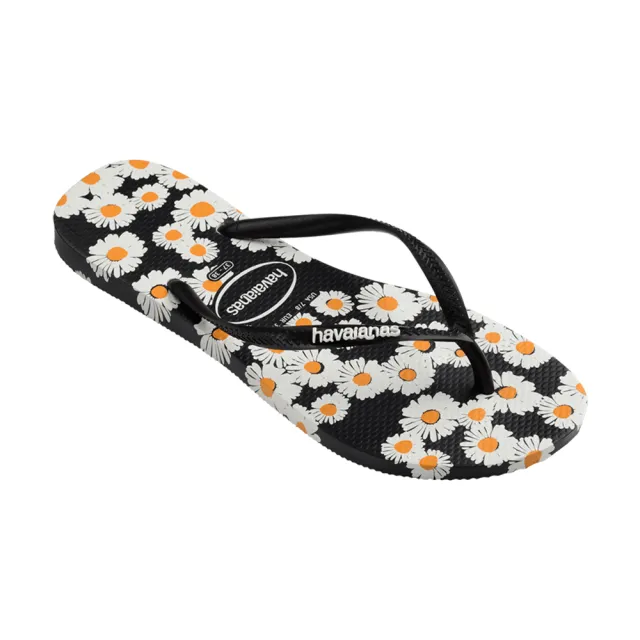 【havaianas 哈瓦仕】拖鞋 女鞋 夾腳拖 小雛菊 花朵 Slim Daisy Caitti 黑 4147887-0128W(哈瓦士)