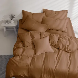【AnD HOUSE 安庭家居】經典素色-特大床包枕套組-咖啡(柔軟舒適/舒柔棉)
