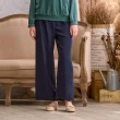 【CUMAR】純色排釦直筒長褲(藍 咖)
