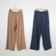 【CUMAR】純色排釦直筒長褲(藍 咖)