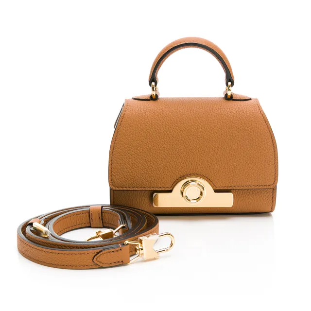 【(絕版包)MOYNAT】經典Rejane Nano 迷你手提包肩背包(棕/金)