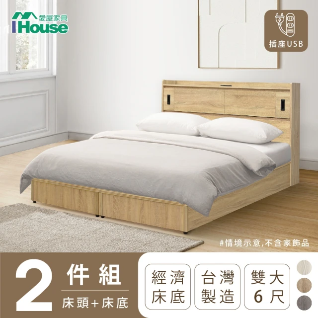 【IHouse】品田 房間2件組 雙大6尺(床頭箱+床底)