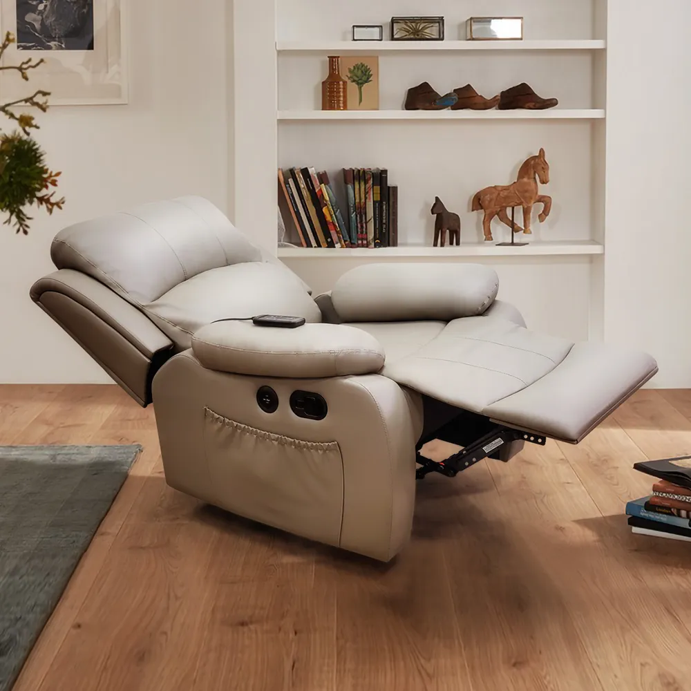 【IHouse】歐霸 飽滿舒適按摩沙發/單人躺椅(附USB孔)