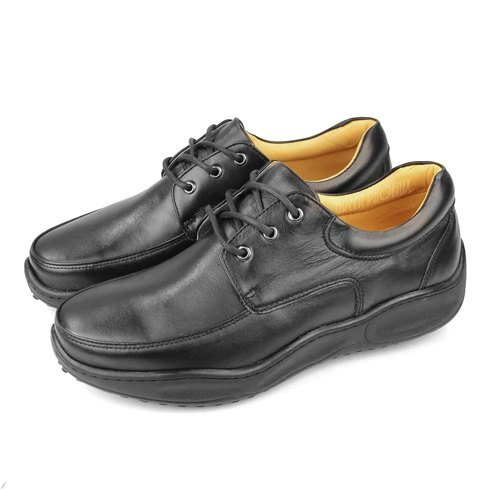 【GREEN PHOENIX 波兒德】男鞋 氣墊鞋 休閒鞋 商務 學生鞋 吸震減壓 台灣製(黑色)