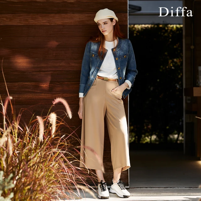 Diffa 美型修身直筒長寬褲-女