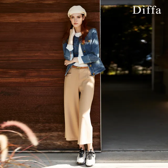 【Diffa】美型修身直筒長寬褲-女