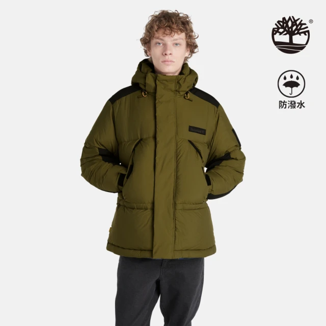 Timberland 男款深橄欖色防潑水再生羽絨派克大衣(A2N68302)