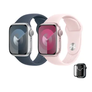 鋼化保貼組【Apple 蘋果】Apple Watch S9 GPS 41mm(鋁金屬錶殼搭配運動型錶帶)