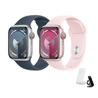 三合一無線充電座組【Apple 蘋果】Apple Watch S9 LTE 45mm(鋁金屬錶殼搭配運動型錶帶)