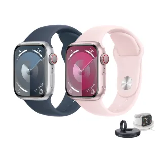 充電支架組【Apple 蘋果】Apple Watch S9 LTE 45mm(鋁金屬錶殼搭配運動型錶帶)