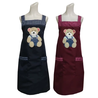 曼頓熊貼布繡圍裙TT529(紅藍色2入組合)