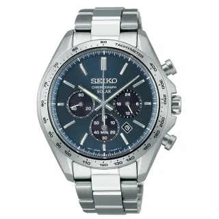 【SEIKO 精工】CS系列 太陽能簡約時尚三眼計時腕錶/藍面42.2mm(V175-0FA0B/SBPY163J)