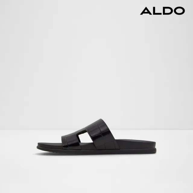 【ALDO】MONDI-時尚壓紋休閒涼拖鞋-男鞋(黑色)