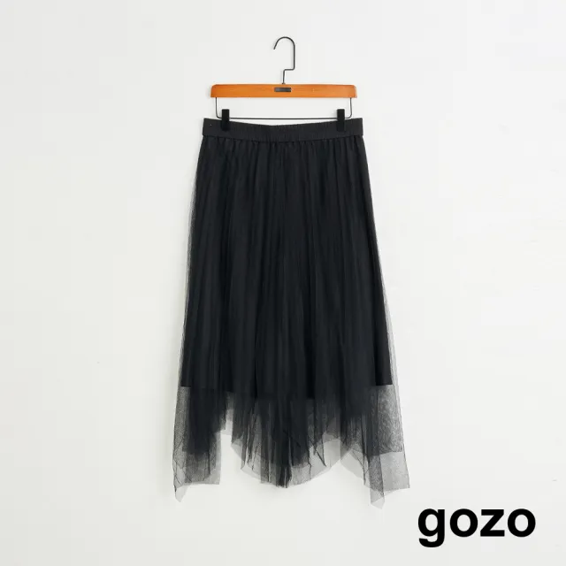 【gozo】MOMO獨家款★限量開賣 壓褶鬆緊造型紗裙(兩色)