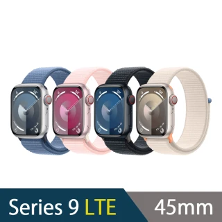 【Apple】Apple Watch S9 GPS+行動網路 45mm(鋁金屬錶殼搭配運動型錶環)