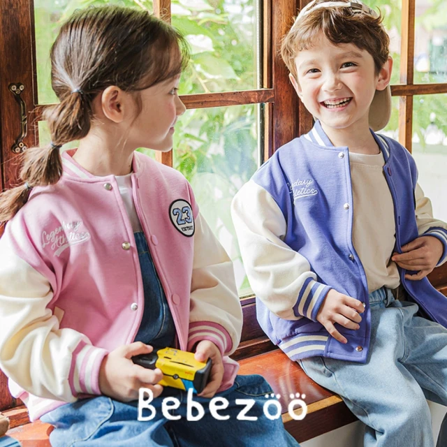 BebeZoo 刺繡貼標徽章造型棒球外套(TM2308-508-JP201)