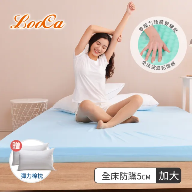 【LooCa】法國防蹣5cm全記憶床墊(加大6尺-送枕X2)