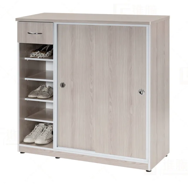 【艾蜜莉的家】3.6尺塑鋼推門+抽屜鞋櫃(楓木色)