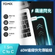 【YOMIX 優迷】65W GaN氮化鎵USB-C PD/QC3.0三孔功率顯示充電器+C to C 60W編織線1.5M(支援iphone15快充)