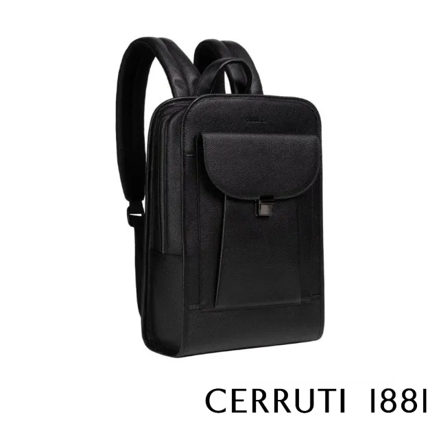 【Cerruti 1881】義大利原裝進口 頂級小牛皮後背包 CEZA06173M(黑色)