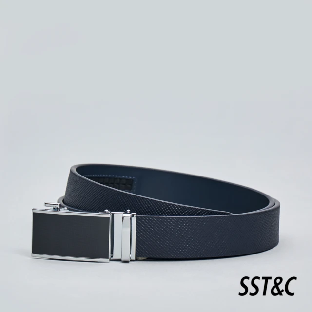 SST&C 黑色&深棕左推式兩面用寬版皮帶171230900