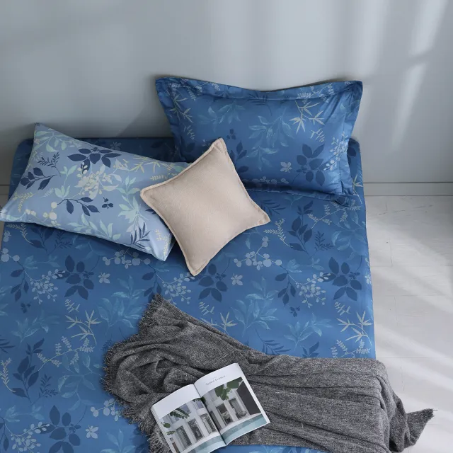 【MONTAGUT 夢特嬌】40支精梳棉三件式枕套床包組-深藍莊園(雙人)