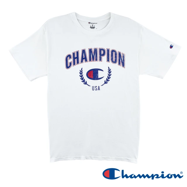 Champion 官方直營-LOGO印花短袖TEE上衣-男(白色)