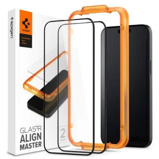 【Spigen】SGP iPhone 15 /Plus/Pro/Pro Max_Glas.tR AlignMaster-玻璃保護貼(黑-含玻璃保貼x2)