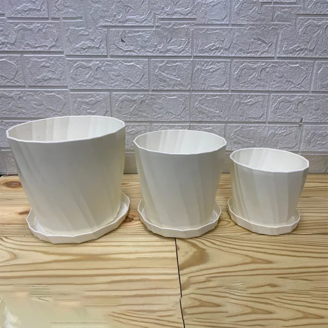 【育材】典雅塑膠花盆組:白/藍/粉(中/十入組)