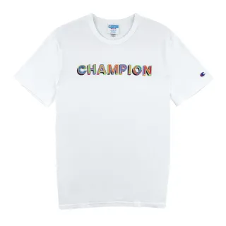 【Champion】官方直營-彩色LOGO印花短袖TEE上衣-男(白色)