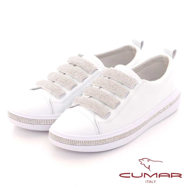【CUMAR】排鑽魔鬼氈休閒鞋(白色)