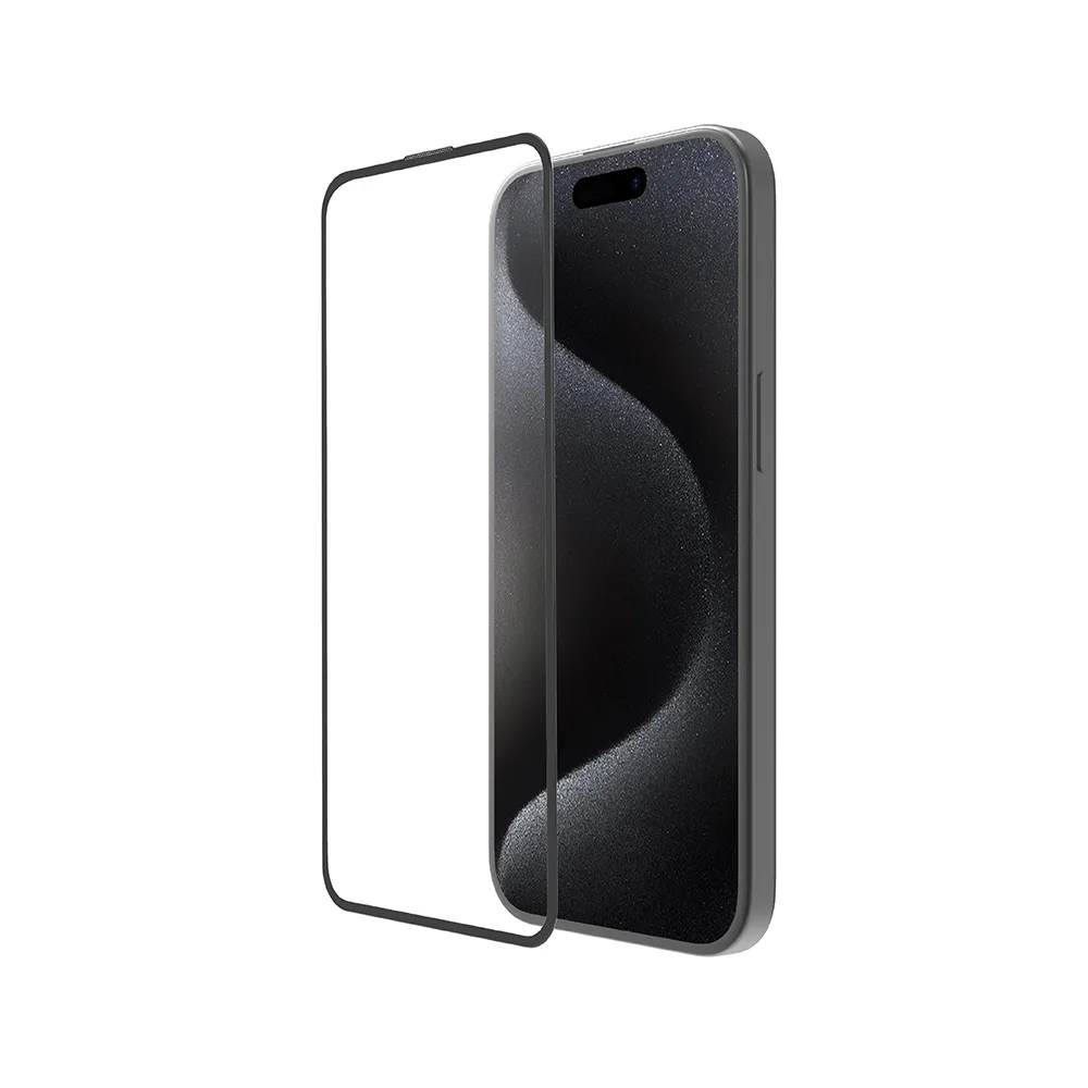 【ABSOLUTE】iPhone 15 Pro 6.1吋專用 手滑救星2X雙倍耐衝擊強化9H高硬度玻璃螢幕保護膜(3D全螢幕)
