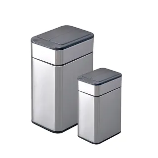 【ELPHECO】不鏽鋼雙開除臭感應垃圾桶20L+不鏽鋼雙開蓋感應垃圾桶9L