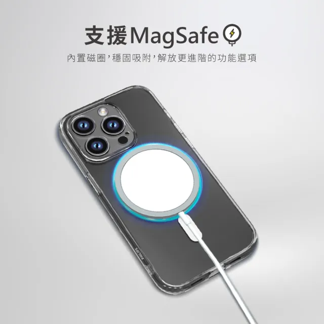 【Philips 飛利浦】iPhone 15系列 磁吸式透明防摔強化保護殼-銀(支援MagSafe)