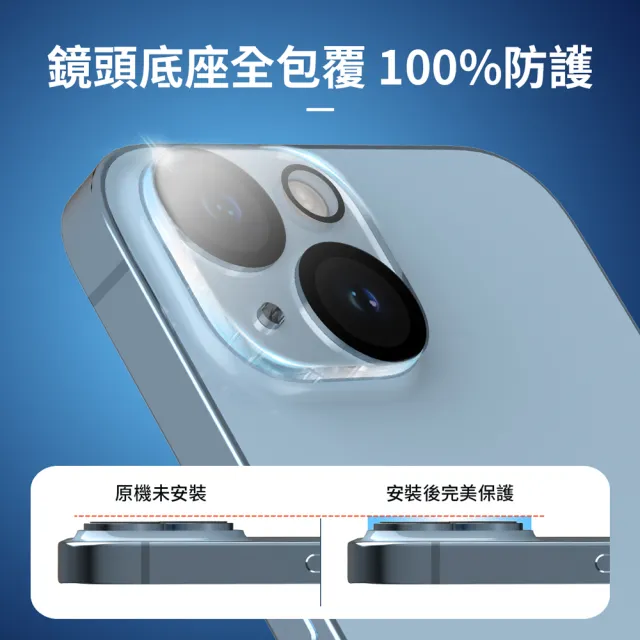 【Philips 飛利浦】iPhone 15/15 Plus 9H高硬度鋼化玻璃 鋼化玻璃鏡頭底座貼