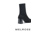 【MELROSE】美樂斯 極簡時髦純色飛織布方頭高跟短靴(黑)