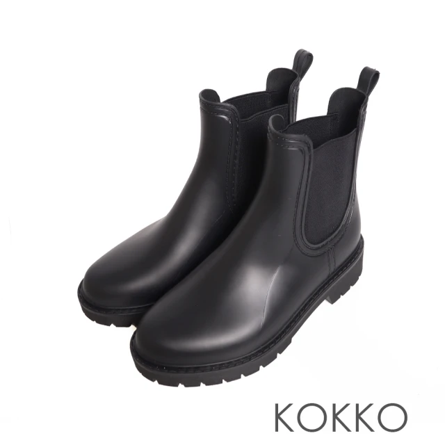 KOKKO 集團 側拼布低筒防水切爾西雨靴(黑色)