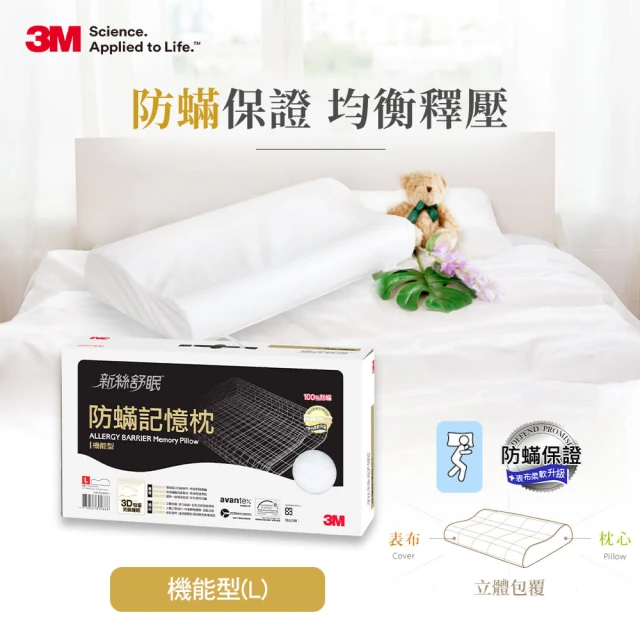 【3M】新絲舒眠防蹣記憶枕頭頭-機能型(L)