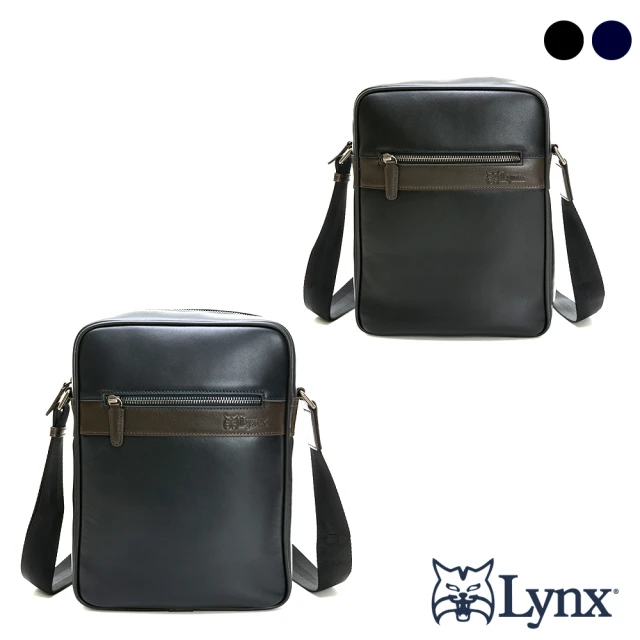 Lynx 美國山貓精品nappa牛皮軟質感橫式側背包-共2色