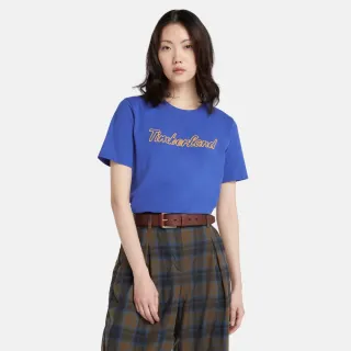 【Timberland】女款亮藍色LOGO短袖T恤(A6HPHG58)