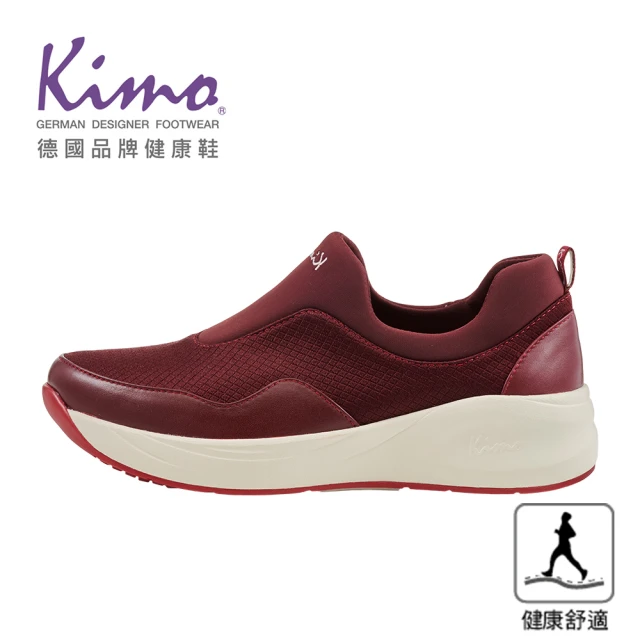 【Kimo】專利足弓支撐-真皮經典格紋休閒健康鞋 女鞋(酒紅色 KBCWF160067A)